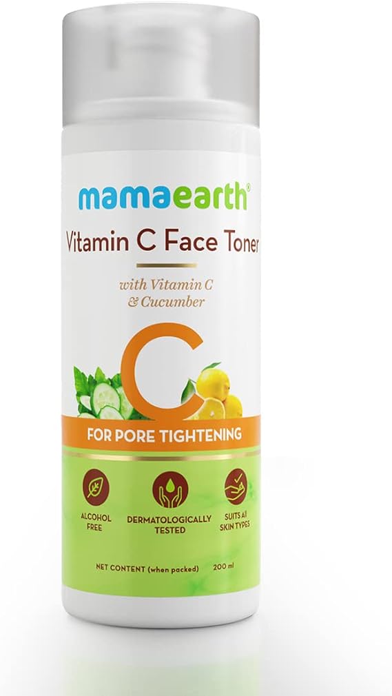 Mamaearth Vitamin C Face Toner with Cucumber & Witch Hazel | Pore Tightening & Hydrating Formula | Clears Oil & Impurities & Restores pH Balance | Alcohol-Free | 6.76 Fl Oz (200ml)