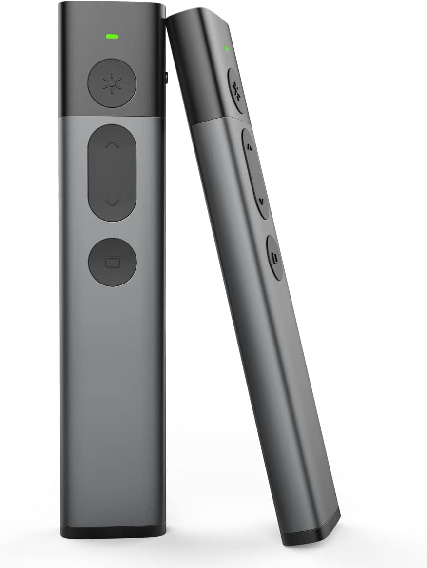 Presentation Clickers for PowerPoint, Rechargeable Aluminum Wireless Presenter Clicker Remote for Mac/Keynote/Computer/Laptop, PowerPoint Clicker for Teacher, Classroom, Office, Meeting-Plug & Play