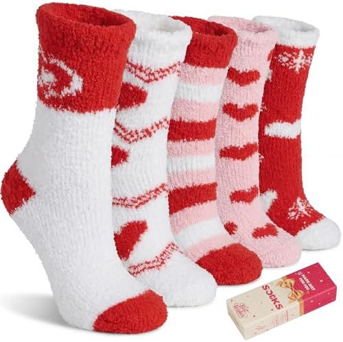 Fuzzy Socks for Women - 5 Pairs Cozy Slipper Socks