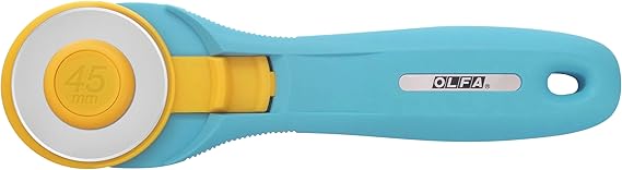 OLFA 45mm Quick-Change Rotary Cutter (RTY-2/C) - Rotary Fabric Cutter w/Blade Cover for Crafts, Sewing, Quilting, Replacement Blade: OLFA RB45-1 (Aqua)