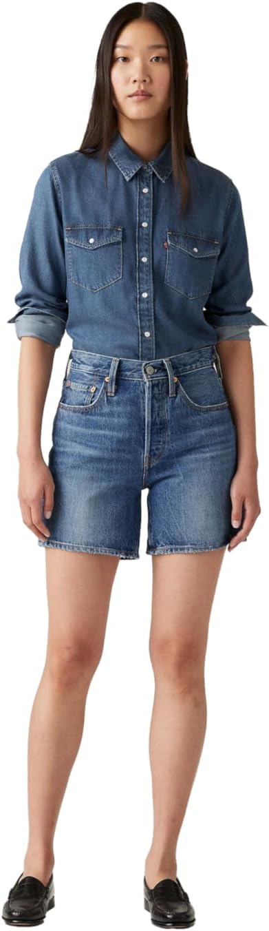Levis 501 Mid Thigh Jean Şort Kadın