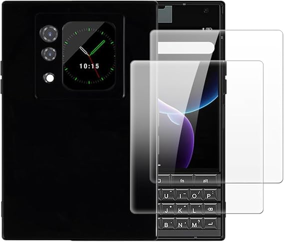 Case with 2 Pack Screen Protector Combo Compatible with Unihertz Titan 2,Shockproof Cover and Tempered Glass Set for Full Body Safety(Black)