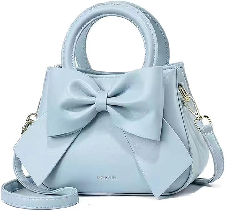 Cute Big Bow Top-handle Purse for Women Vegan Leather Shoulder Handbag Soft Work Shopper Crossbody Satchel