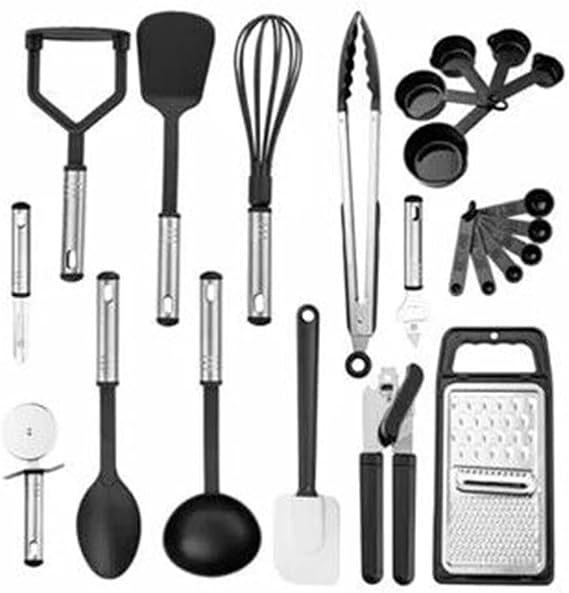 Kitchen Tools 23-Piece Set, Kitchen Utensils, Cookware Set, Silicone, Kitchen Utensils, Pastry Tools, Heat Resistant, Kitchen Tool Set, Cooking Utensils, Potato Masher, Turner, Whisk, Tongs, Peeler