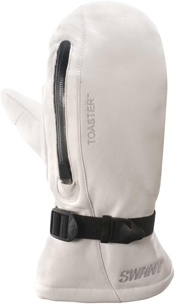 Swany Men's Supreme Touch Screen Compatible Leather Winter Skiing Mittens with Removable Stretch Fleece Inner Glove Liner
