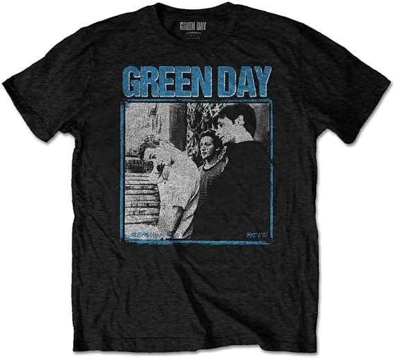 Green Day T Shirt Photo Block Distressed Band Logo Official Mens Black Size