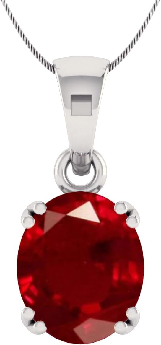 LMDPRAJAPATIS Natural Ruby Pendant Certfied Necklace 5.55 Carat precious Oval Shape Stone Pendant Pure 925 Sterling Silver