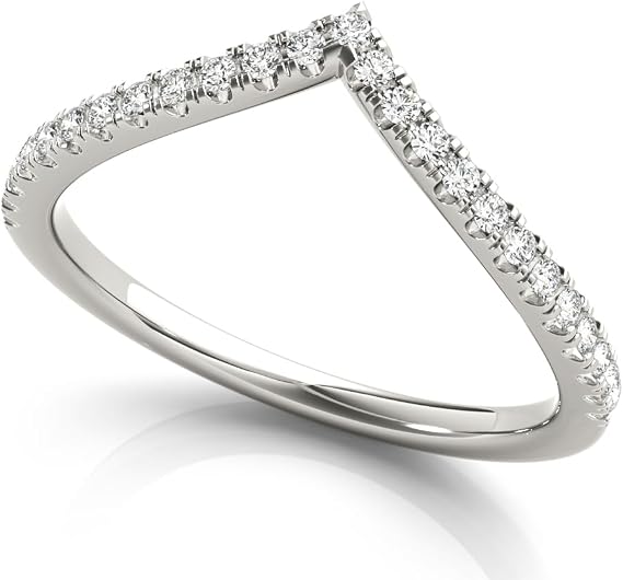 Diamond Chevron Half Eternity Ring | 0.25ct to 2.00ct D/VVS Lab Diamond | 9K/18K Gold & 950 Platinum | UK Hallmarked | Gift for Women