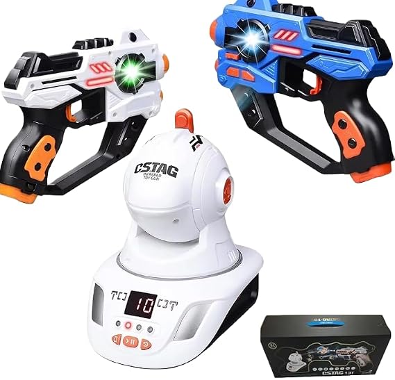 Laser Gun, Vibrating Shooting Sensation, Infrared Induction, Multi-person Combat with Projector, Audio 2nd Generation Dual Gun+1 Projector 3 Cards Included Color Box