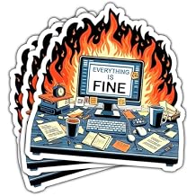 3Pcs Everything is Fine Sticker Funny Im Fine Sticker Meme Coworker Gift Its Fine Im Fine Everythings Fine Stickers Mental Health Decal for Laptop Water Bottle Toolbox Phone Car Gifts 3"x3"