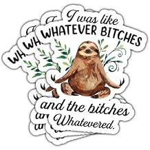 3Pcs I Was Like Whatever Bitches and the Bitches Whatevered Sticker Funny Cute Rude Sloth I was Like Whatever Bitches Stickers Sloth Bitches Decal for Laptop Water Bottle Toolbox Phone Car 3"x3" (W1)