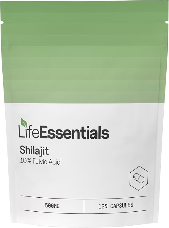 Life Essentials Pure Shilajit Capsules 500mg - High Strength Himalayan Shilajit Essence Supplements for Men & Women - Natural Energy & Vitality Support - 120 Veggie Capsules