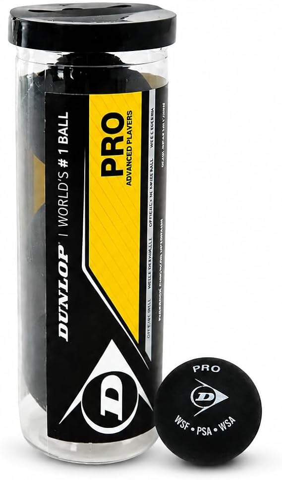 DUNLOP Squash Balls Pro, Double Yellow Dot