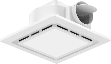 TEPU Bathroom Exhaust Fan with Light 130 CFM, 12" Grille, Cutout Size 9.8" x 9.8", Duct 4 Inch, 1.0 Sone Quiet Bath Ceiling Vent Fan Combo with 6500K 1200LM LED Light, for Bathroom, Laundry, Shower