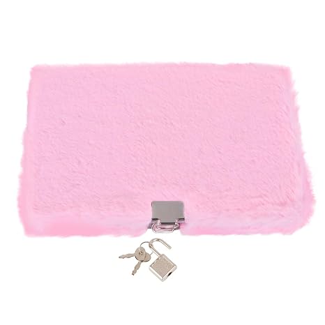 Plush Notebook with Lock Furry Diary Secret Diary Lovely Notebook Pink a5