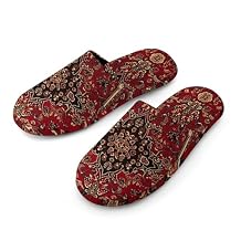 Red Oriental Persian Men's Slipper Non Slip Comfortable Winter Warm Home House Shoes Indoor Slippers