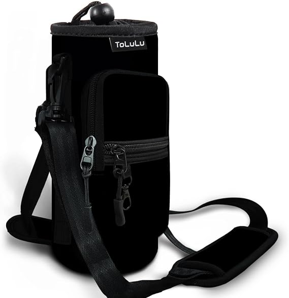 ToLuLu 25/32/40oz Water Bottle Carrier Bag Pocket,Insulated Neoprene Adjustable Shoulder Strap Water Bottle Pouch Case, Crossbody Water Bottle Holder Sling Sleeve for Men Women Adults