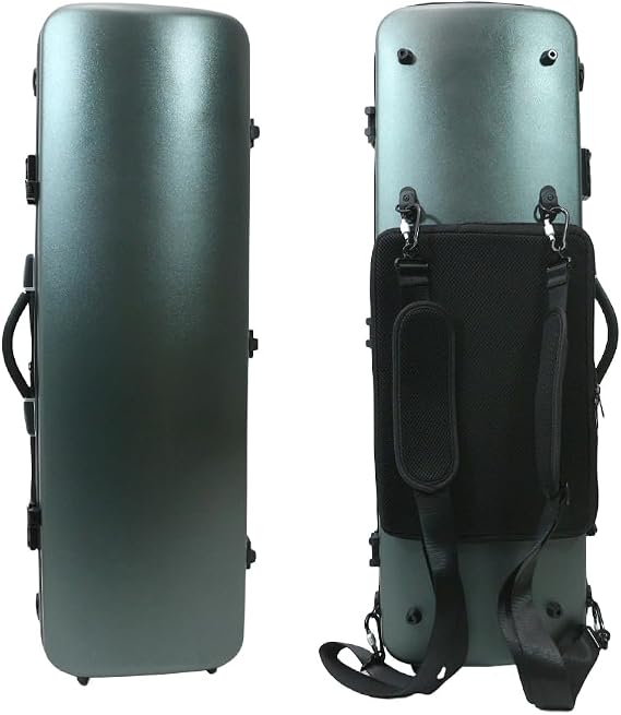 Vetimobato 4/4 Full-Size Carbon Fiber Violin Case Lightweight Hard Shell Travel Case with Removable Music Bag,Combination Lock,4 Bow Holders Waterproof, Anti-Scratch Protection (Blackish Green)