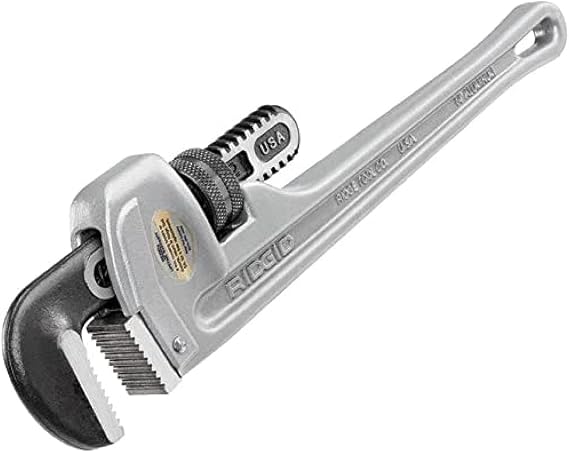 RIDGID 31095 Model 814 Aluminum Straight 14" Plumbing Pipe Wrench, Silver, Made in the USA