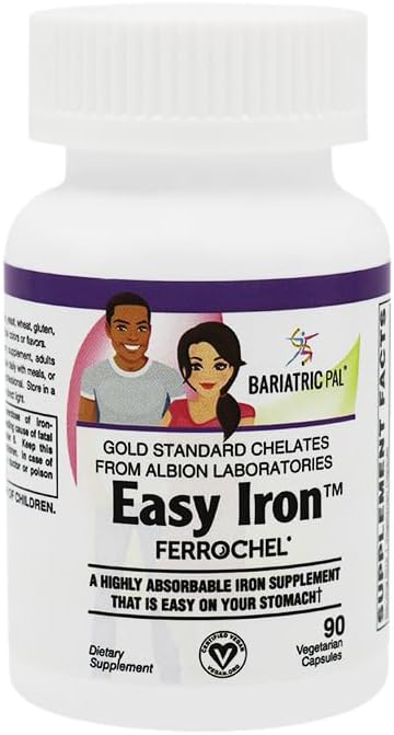 Easy Iron 25mg Capsules by BariatricPal - Highly Absorbable & Easy On Your Stomach! (90ct)