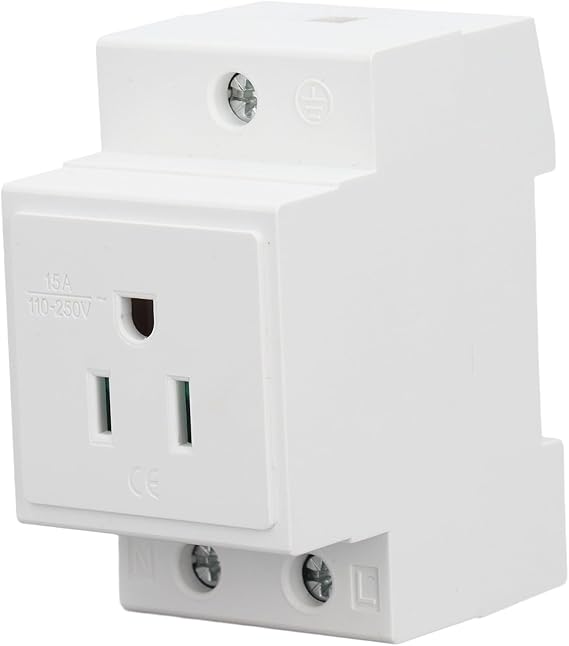 DIN Rail Power Outlet Module AC Socket Panel US Plug 110-250V 15A for Industrial Electrical Distribution and Convenience Outlets