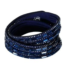 Sexy Sparkles Suede Velvet Wrap Bracelet Adjustable Multi-Layer Jewelry with Snap Clasp for Women.