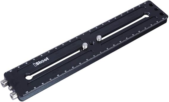 iShoot 22cm Lengthened Camera Quick Release Plate with 2 slides for ARCA-SWISS Fit Tripod Ball Head Clamp iShoot Long-focus Lens Support Holder Bracket