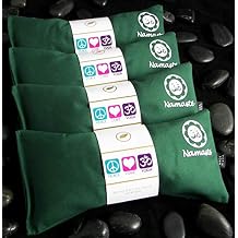 Lavender Eye Pillows - Yoga Eye Pillows Namaste Hot Cold Aromatherapy for Stress, Meditation, Spa, Relaxation Gifts - Made in USA by Happy Wraps - Set of 4 - Green Cotton