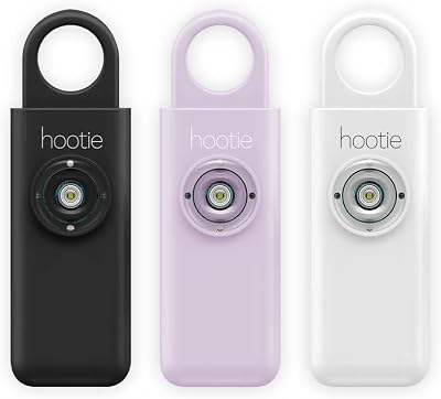 Hootie Personal Keychain Alarm for Women, Men, and Kids Protection - Hand Held Safety Siren, White, Black, and Lavender 3 Pack
