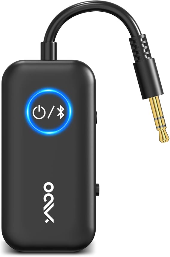 YMOO Bluetooth 5.3 Transmitter Receiver for TV/Airplane to 2 Headphones, Wireless Audio Adapter with Aptx/Aptx-HD Low Latency (<40ms), Aux Connector for Home Stereo/Bluetooth Earbuds