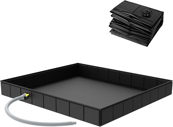 Odies Camping Shower Base, 41" x 41" x 5.2"Foldable Shower Tent Awning Base with Drain Hose to Keep Feet Clean, Portable Shower Pan for Indoor and Outdoor