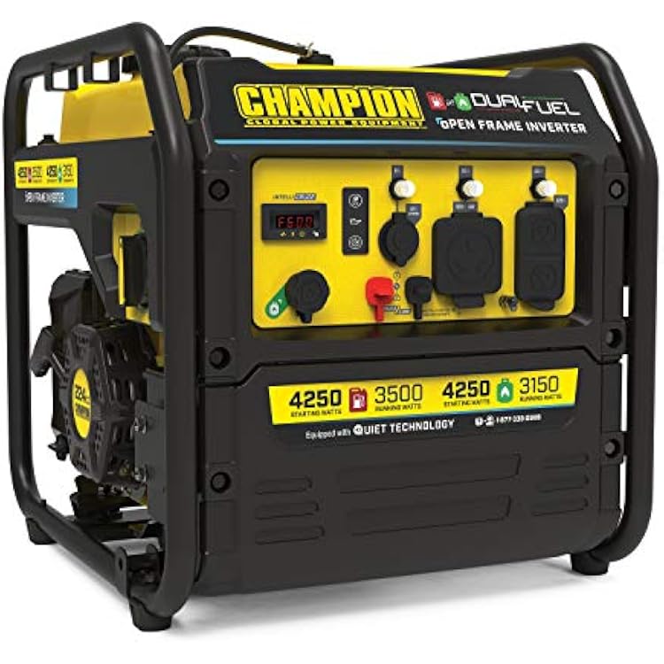Champion Power Equipment 4250-Watt Dual Fuel RV Ready Portable Open Frame Inverter Generator with Quiet Technology