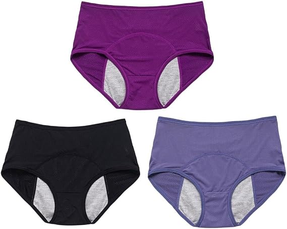 Washable Incontinence Pants for Women, 3Pcs Leakproof Ladies Underwear, Incontinence Underwear for Over 60, High Absorbency Panties Cotton Briefs Period Underwear for Women