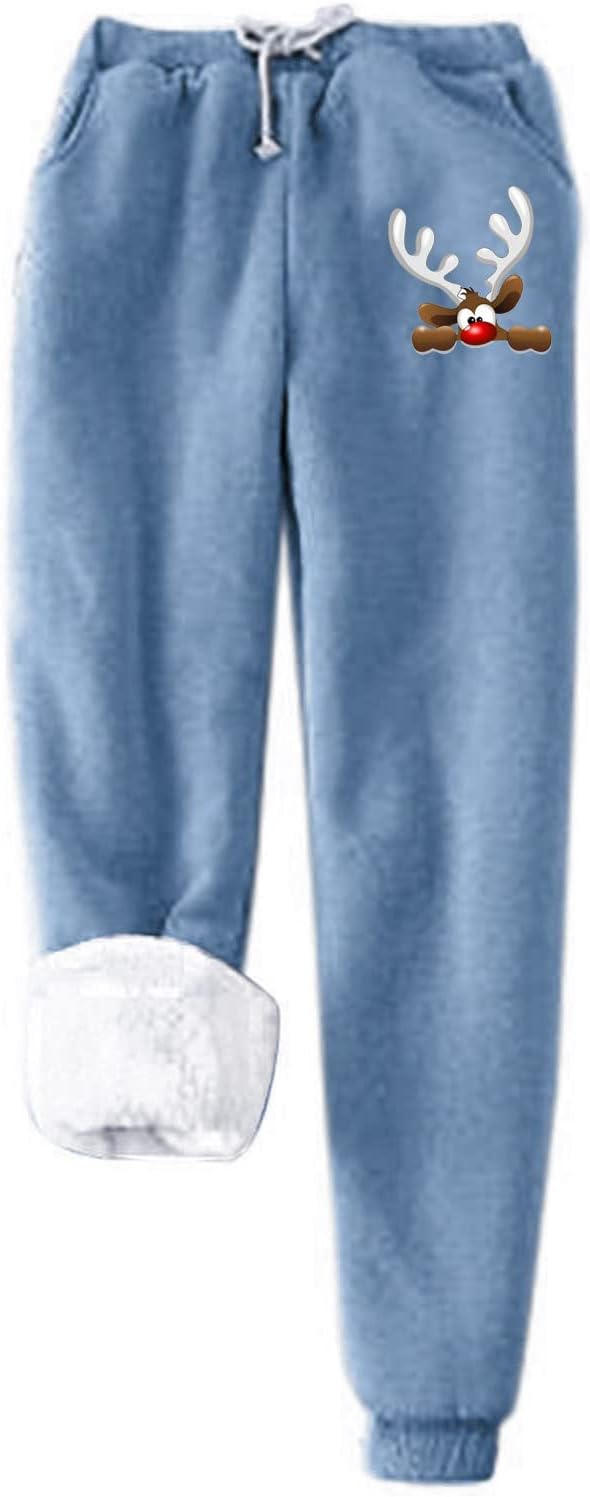 lcziwo Fleece Lined Sweatpants Womens Winter Thermal Thicken Athletic Pants Drawstring Elastic Waisted Sherpa Jogger Pants