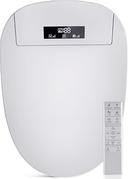 Bidet Toilet Seat with Adjustable Heated Seat & Water, Air Dryer, Quiet Close Lid, Wireless Remote - Electric Bidet Seat 201SP (Elongated)
