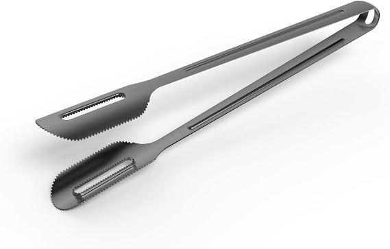 Everdure Tri-Series Pro BBQ Charcoal Tongs, Titanium Coated Stainless Steel Tongs for Coal or Wood Chips, Extra Long and Lightweight, 18.3 Inches Long, Great Tongs for Cooking on Charcoal Grill