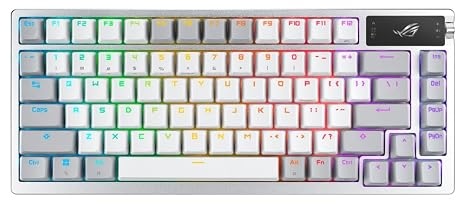 ASUS ROG Azoth Wireless Mechanical Gaming Keyboard 75% TKL, Tri-Mode Connectivity, Hot Swappable Pre-lubed ROG NX Brown Switches, PBT Keycaps, RGB, OLED Display, PC/Mac Support - White
