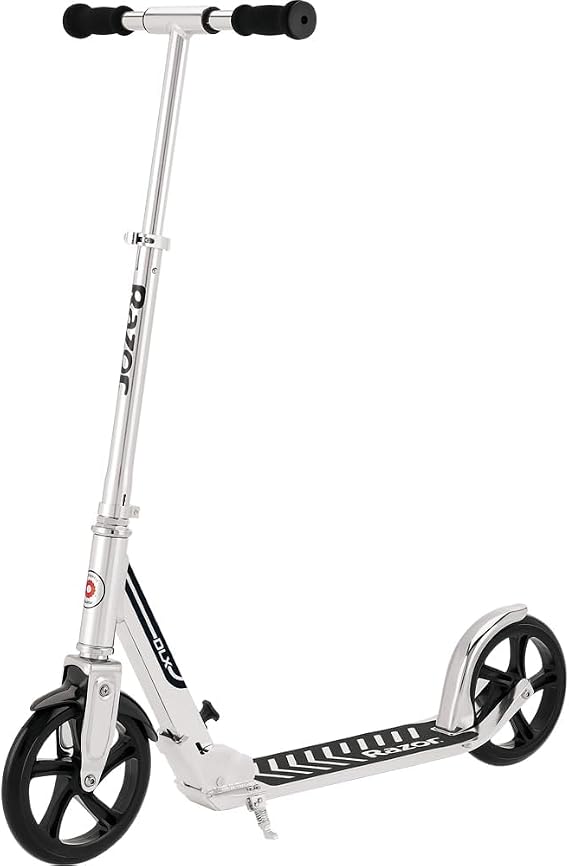 Razor A5 DLX Kick Scooter for Kids Ages 8+ 8" Urethane Wheels, Foldable, Anti-Rattle Handlebars, for Riders up to 220 lbs