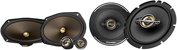 PIONEER Car Audio Speaker Bundle - Gold 6" x 9" 2-Way Oval and Black 6.5" 4-Way Round Speakers