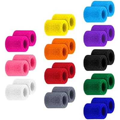 Hungdao Kids Wristbands Sweatbands Colorful Sports Wrist Sweat Bands Athletic Basketball Football Party Favors for Kids Outdoor Activity