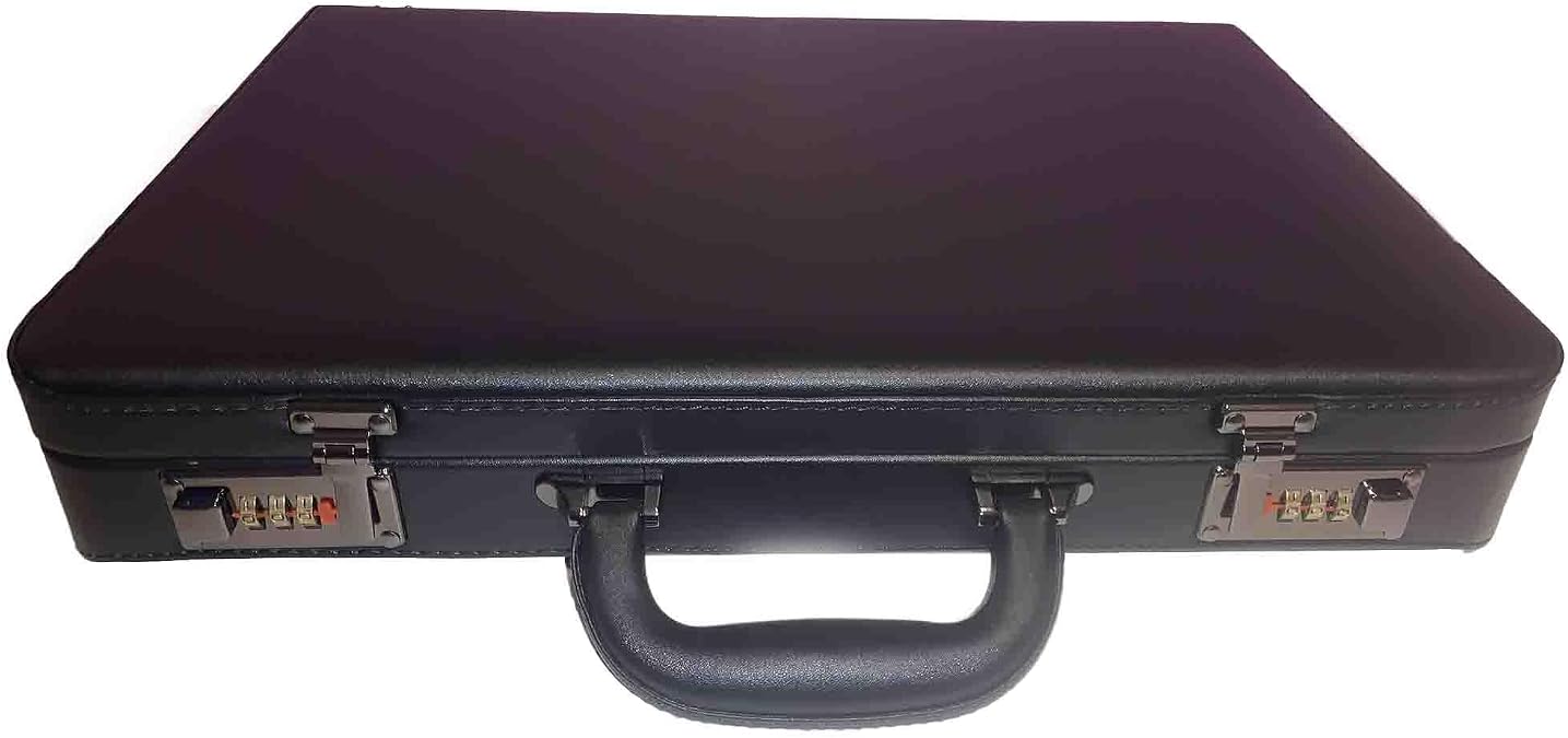 Attache Case Dual Combination Lock Hard Side Briefcase, Black