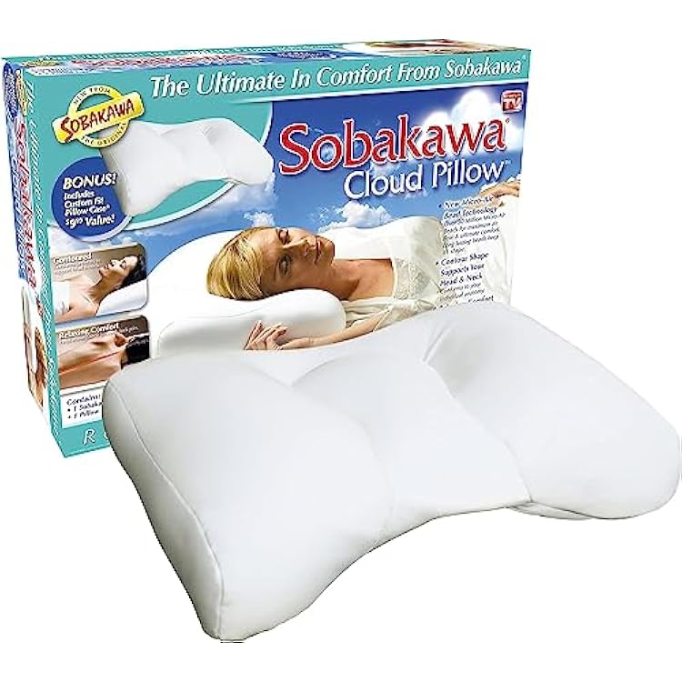 Sobakawa Cloud Pillow with Microbead Fill- Microbead Pillow- Contoured-Shaped Pillow for Neck and Head- Support Pillow for Sounder Sleep- Microbead Pillow for Sleeping- White
