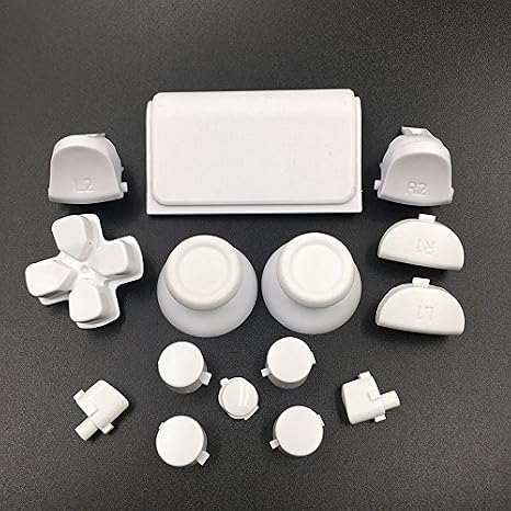New Dpad L2 R2 L1 R1 Trigger Button Buttons Dpad Thumbsticks for PS4 Pro Slim JDM 040 JDS040 JDM 050 JDS050 4.0 5.0 Versions Controller - White