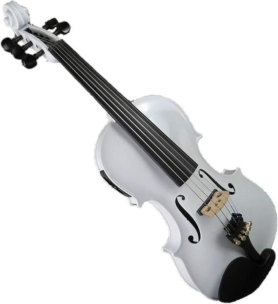 Starter Violins Beautiful White Colors 5 Strings Electric & Acoustic Violin 4/4 for Students, Beginners Aldult Violin Instrument