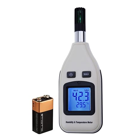 Handheld Digital Humidity & Temperature Meter 0~100% RH/ -30~70C (-22~158F) LCD Display Backlight Moisture Thermo Hygrometer Thermometer Small Tester Gauge for Home Kitchen Indoor Outdoor