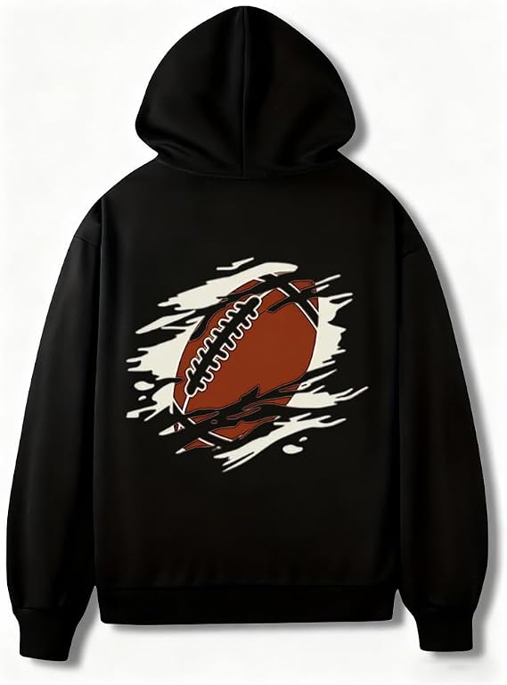 Men's Hoodie, Rugby Print Pattern, Autumn and Winter Sweatshirt