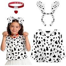 Cosweet 101 Days of School Dalmatian Costume - Cute Puppy Shirt with Ears Headband & Collar for Kids 3-10 Years Cosplay