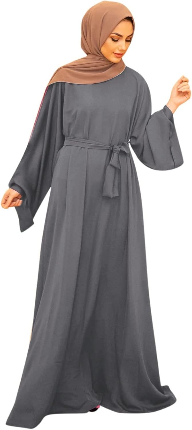 ZYNIC Muslim Kaftan Dresses for Women Islam Arabic Neck Cover Abayas Dress Plus Size Prayer Outfits for Women Muslim