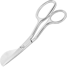 KUONIIY Applique Scissors, Stainless Steel Sewing Embroidery Scissors with Duckbill Edge Shaped Paddle for Art, Crafting, Tufting, Needlework and Embroidery, 7 Inch, Silver