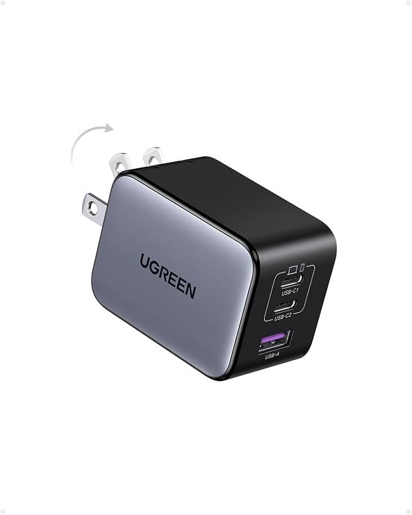UGREEN Nexode X 65W GaN USB C Wall Charger, 3-Port PPS Ultra Compact Foldable Fast Charger for MacBook Pro/Air, iPhone 17/16/15 Series, Galaxy S25/S24, Pixel 10/9, iPad Pro, Steam Deck